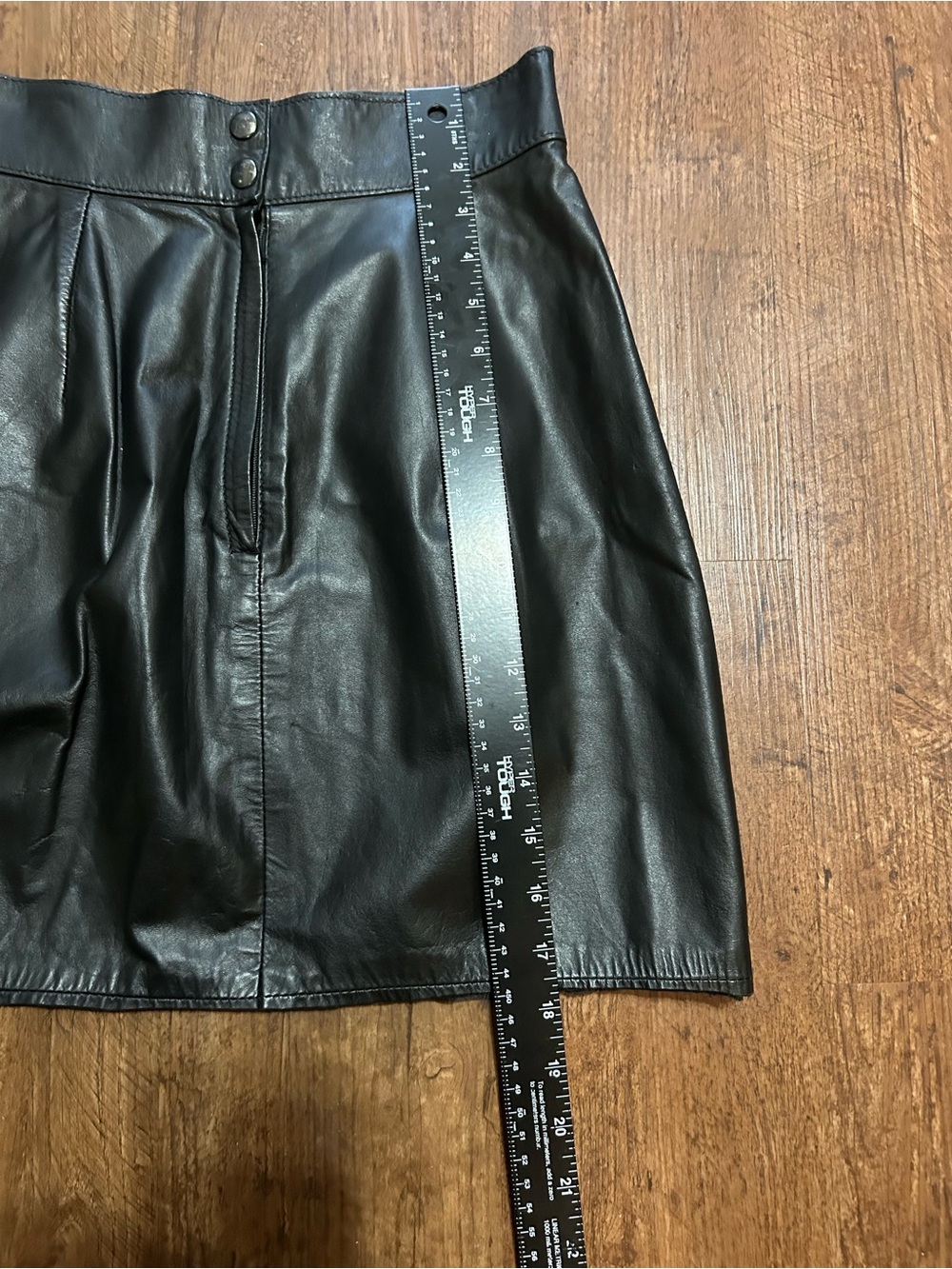 Vintage Leathercraft Process Black Genuine Leather Mini Skirt High Waist XS S - Picture 6 of 6